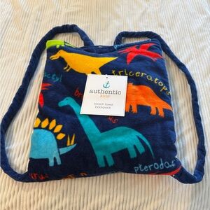 NWT Navy Dinosaur Beach Towel and Backpack kids